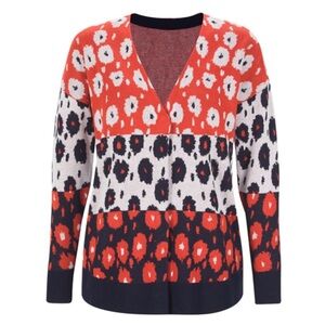 CAbi Upbeat cardigan sweater 6163 snap black red white small